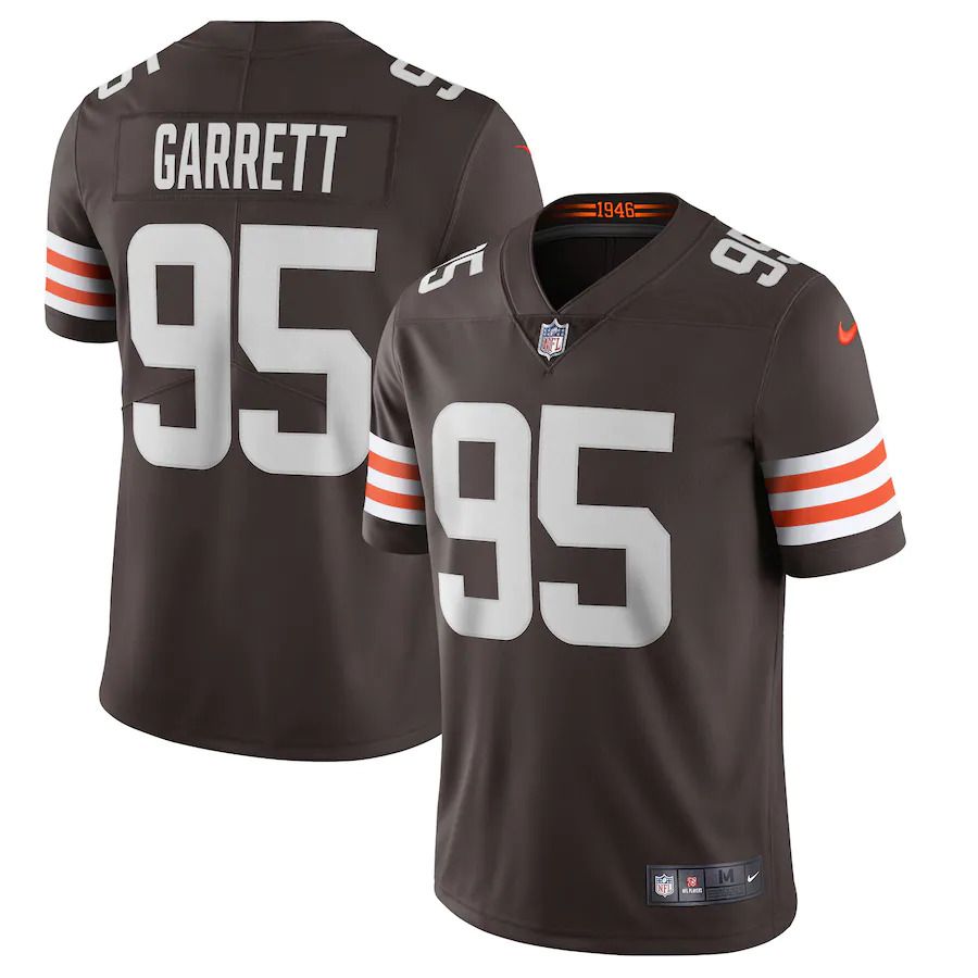 Men Cleveland Browns 95 Myles Garrett Nike Brown Vapor Limited NFL Jersey